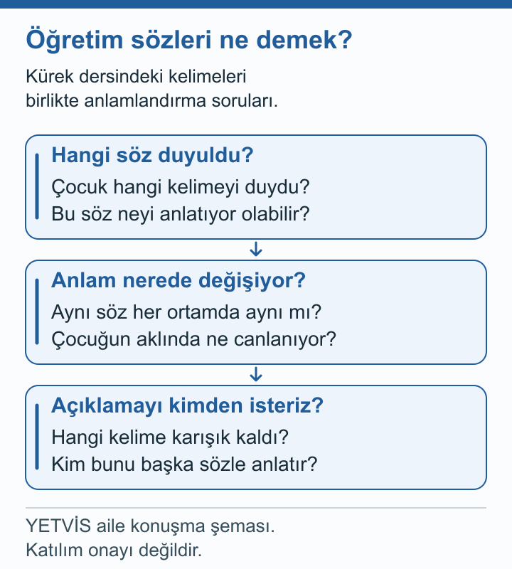 Kürek öğretiminde duyulan kelimeler nasıl anlaşılır? YETVİS aile soru şeması: Öğretim sözleri ne demek? — aile soru şeması