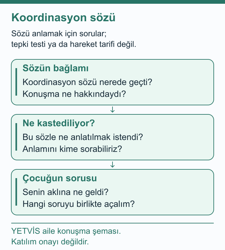 Yelkende Koordinasyon Sözü: Açıklamanın Bağlamı YETVİS aile soru şeması: Koordinasyon sözü: özgün aile konuşma soruları
