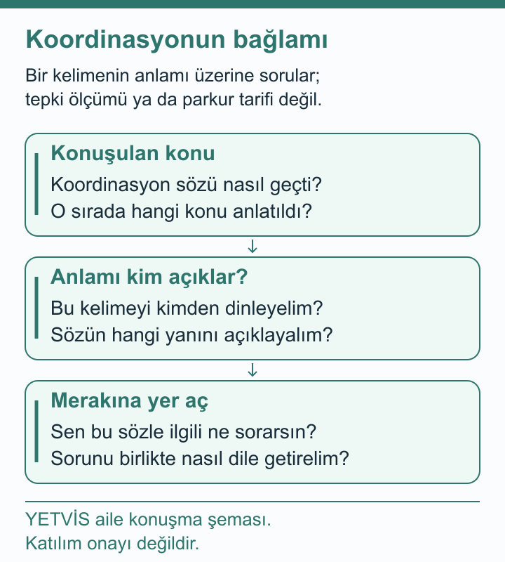 YETVİS aile soru şeması: Koordinasyonun bağlamı: özgün aile konuşma soruları