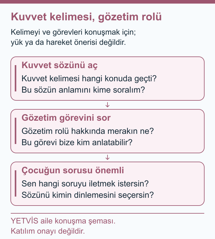 Snowboardda Kuvvet Sözü ve Yetişkin Sorumlulukları YETVİS aile soru şeması: Kuvvet kelimesi, gözetim rolü