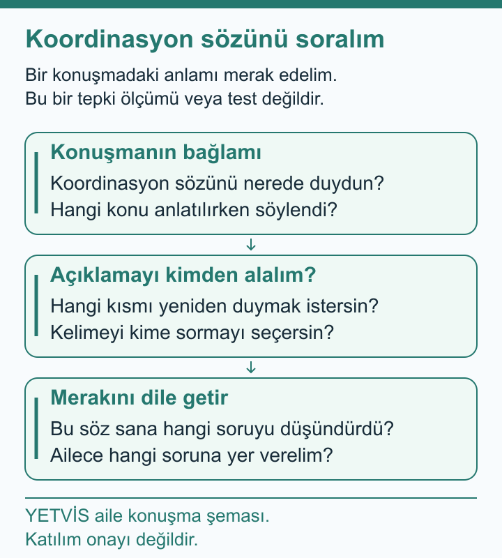 YETVİS aile soru şeması: Koordinasyon sözünü soralım