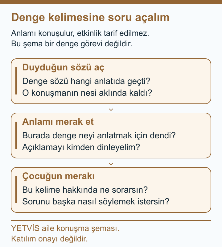 Hokey Sohbetinde Denge Kelimesinin Farklı Yerleri YETVİS aile soru şeması: Denge kelimesine soru açalım