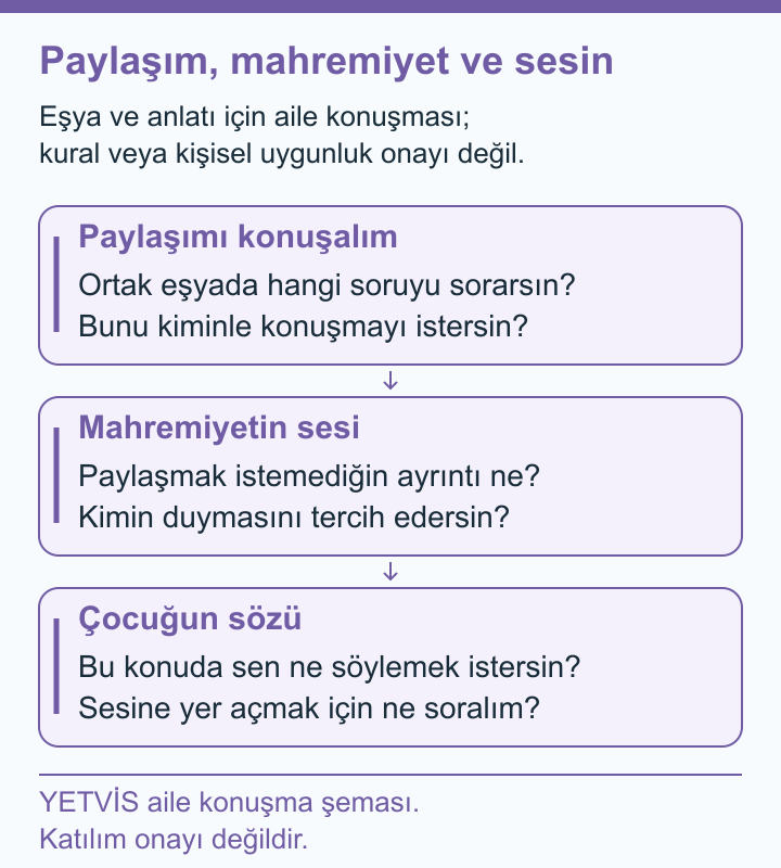 Hokey Sohbetinde Eşit Söz ve Gündelik Mahremiyet YETVİS aile soru şeması: Paylaşım, mahremiyet ve sesin