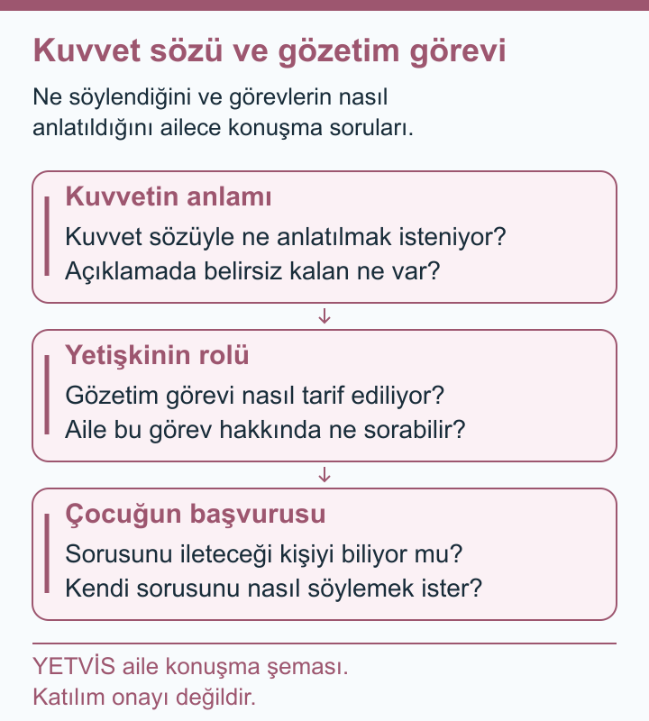 Ragbide Kuvvet Konuşması ve Yetişkinlerin Görevleri YETVİS aile soru şeması: Kuvvet sözü ve gözetim görevi