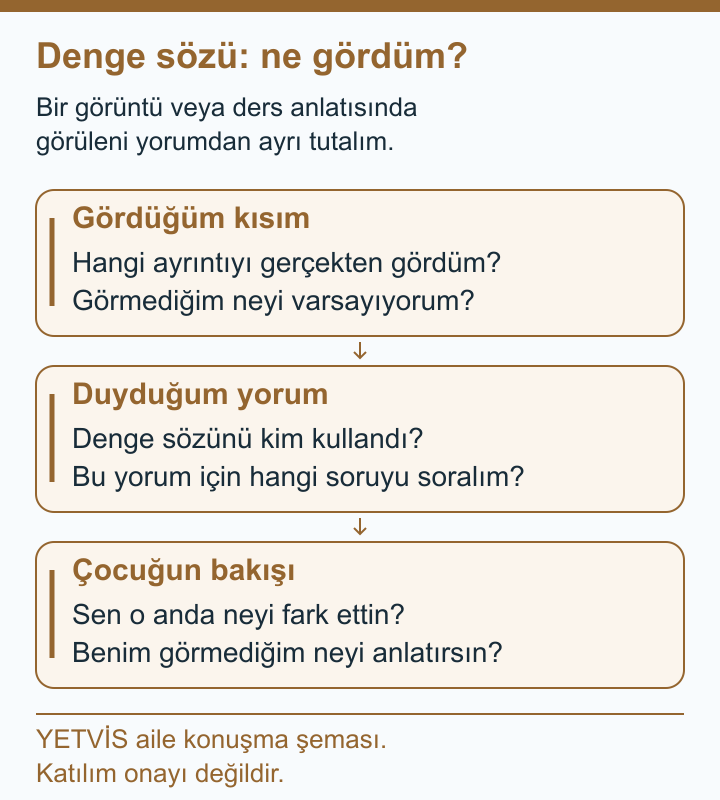 Futsalda Denge: Gözlem, Yorum ve Çocuğun Sorusu Üç kartta gözlem, yorum ve çocuğun soruları; katılım onayı değildir.